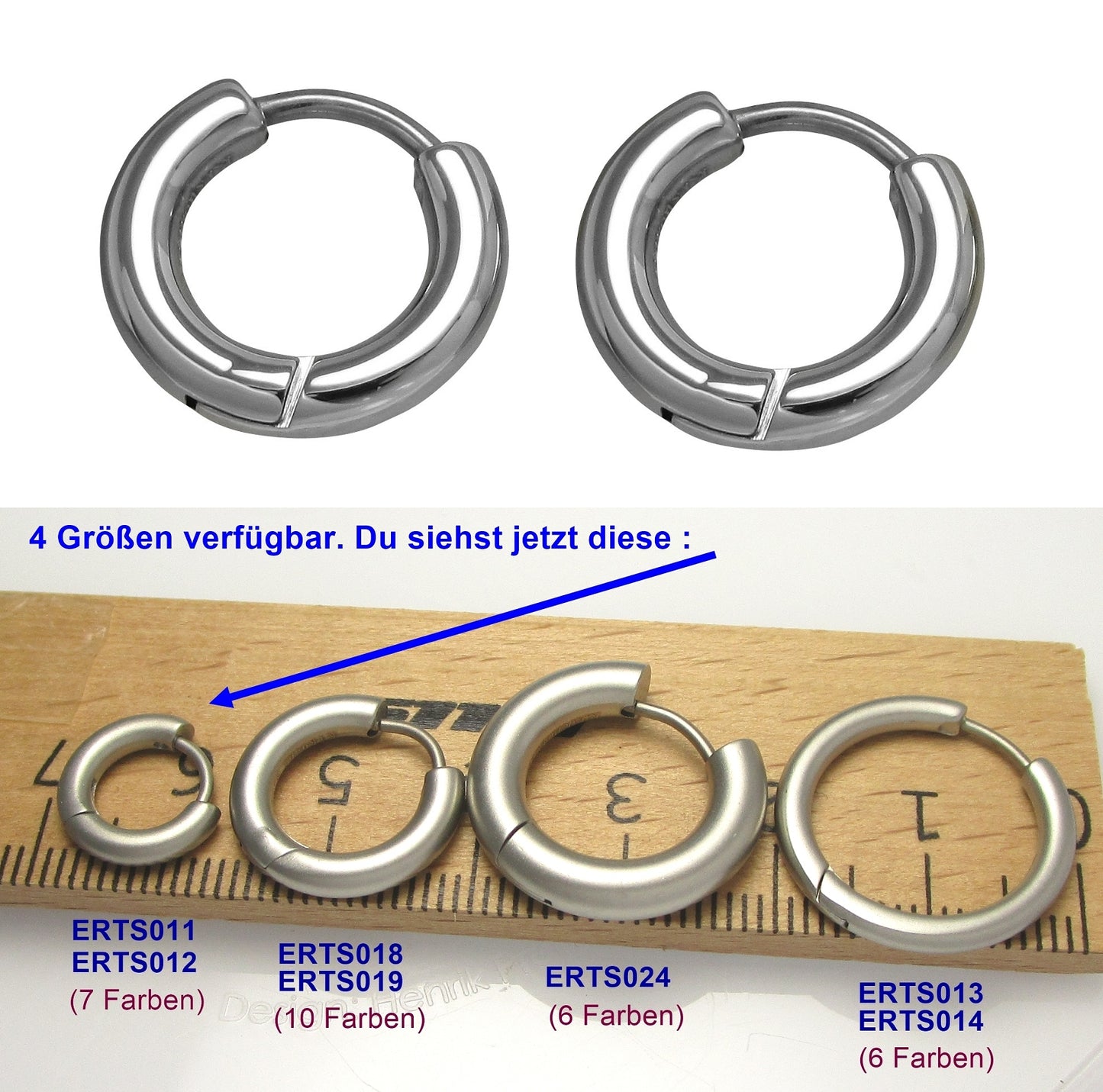 Ø 12 mm / 2.5 mm earrings titanium clasp matt high gloss stainless steel hoop huggies narrow tube