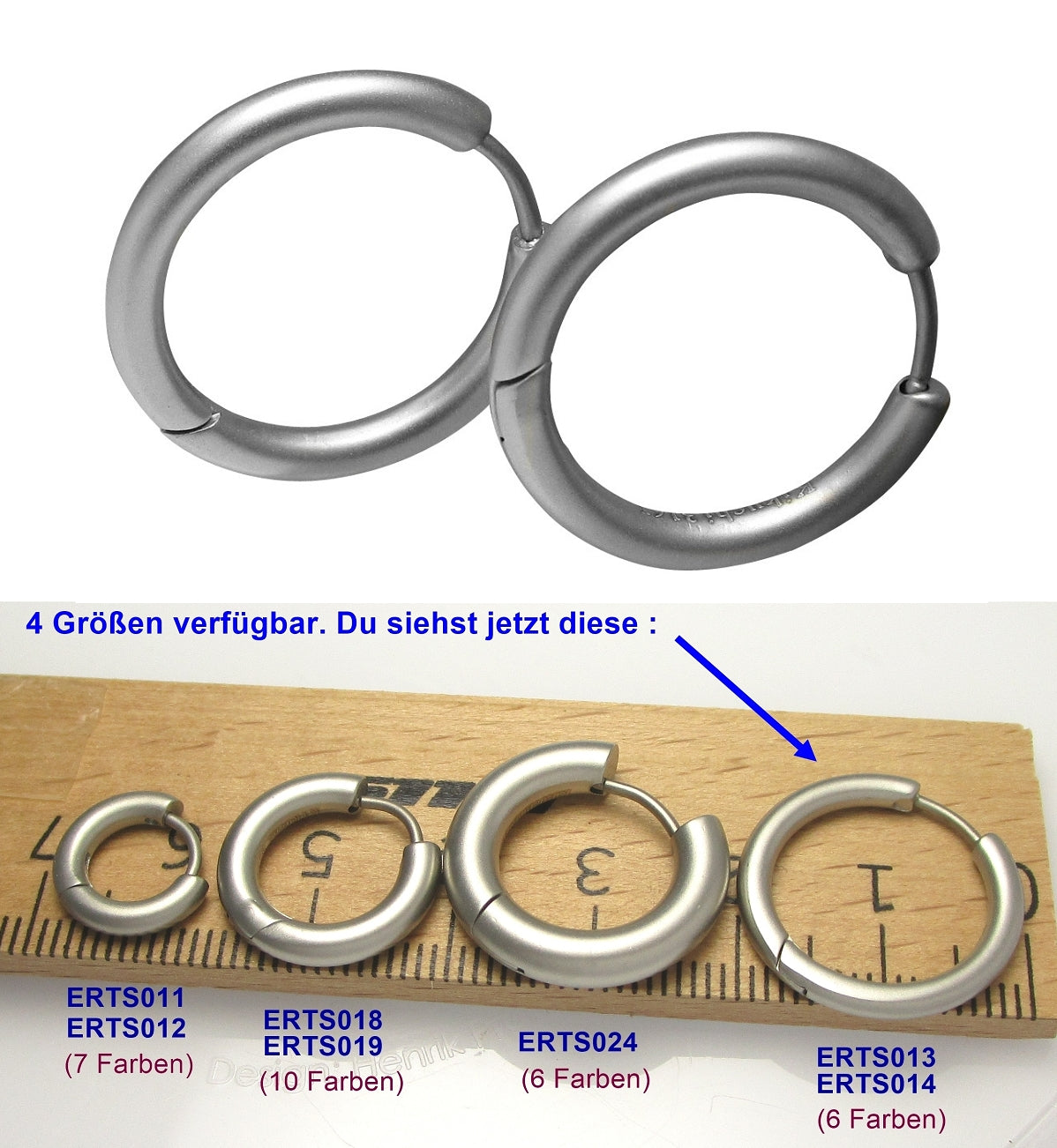 Ø 20 mm / 2,5 mm Ohrringe Titan Verschluss Edelstahl Creolen Groß Slim Tube Matt Hochglänzend Silber Gold Schwarz