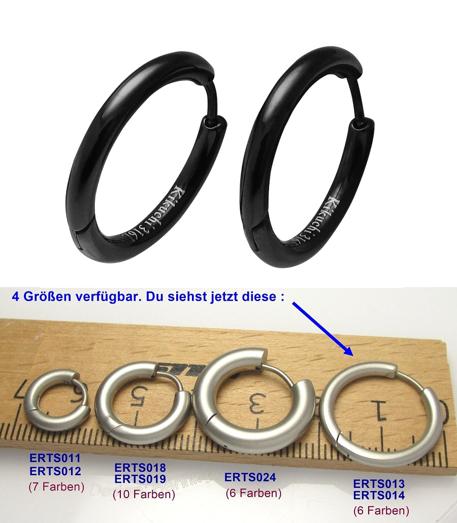 Ø 20 mm / 2,5 mm Ohrringe Titan Verschluss Edelstahl Creolen Groß Slim Tube Matt Hochglänzend Silber Gold Schwarz