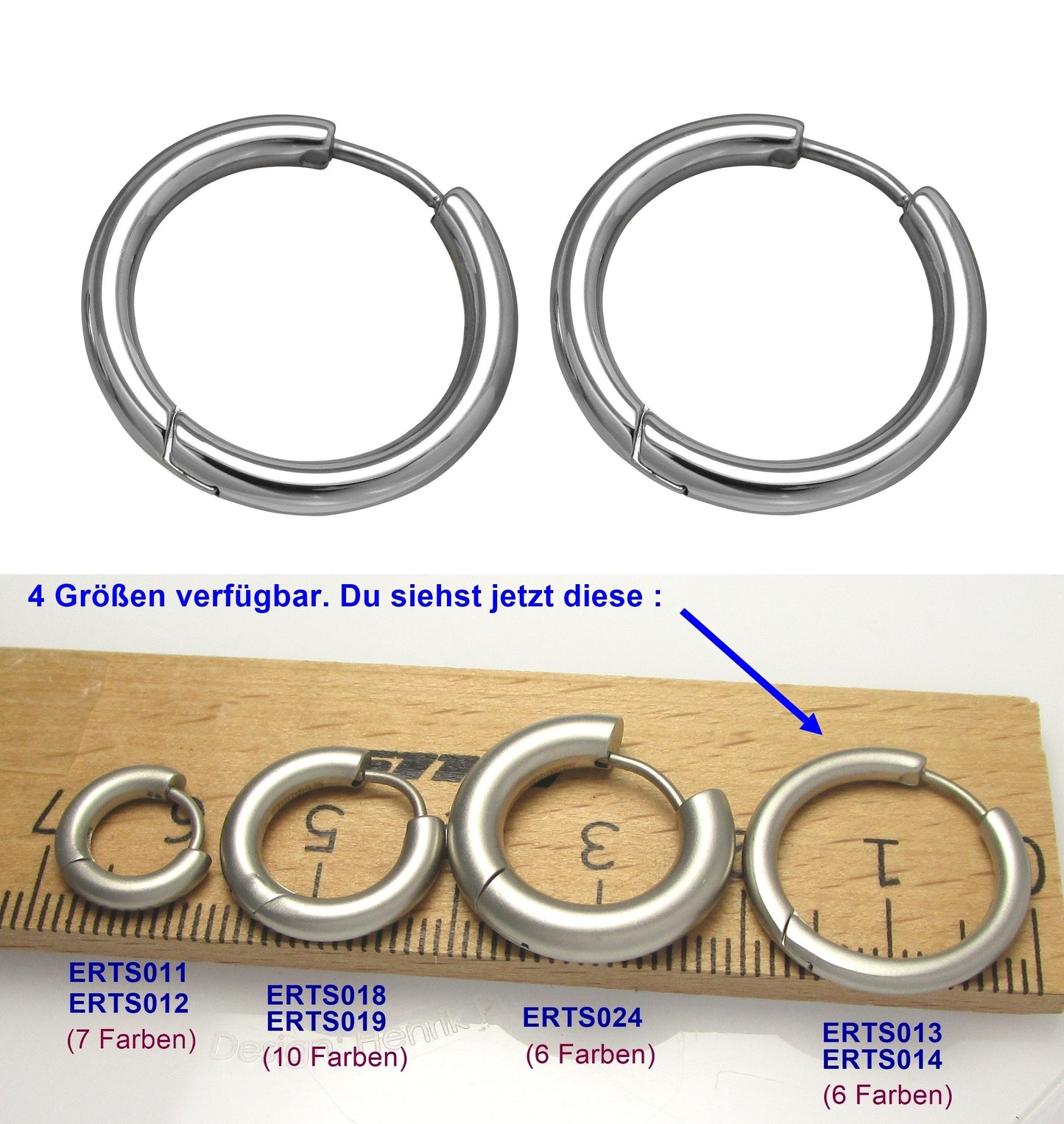 Ø 20 mm / 2,5 mm Ohrringe Titan Verschluss Edelstahl Creolen Groß Slim Tube Matt Hochglänzend Silber Gold Schwarz