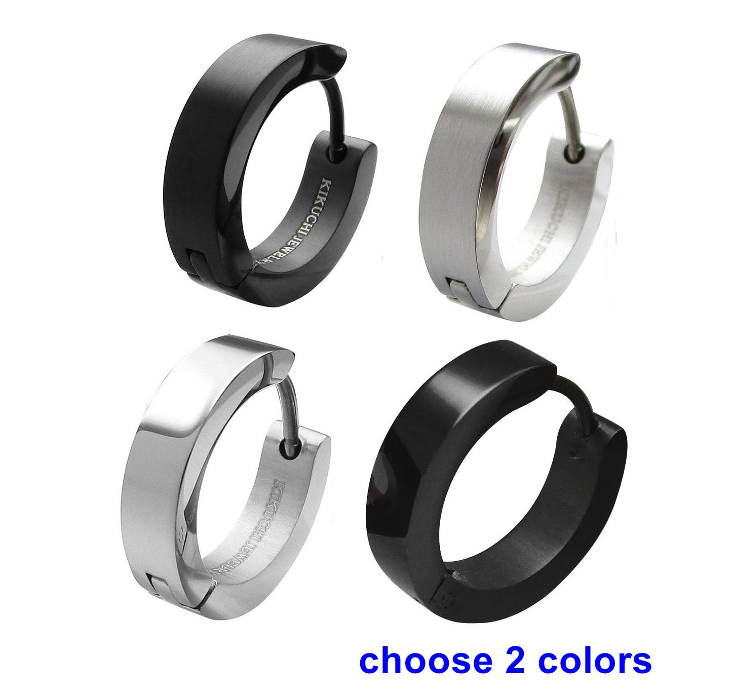 🔶 Ø 16 mm Titan Stab Ohrringe Edelstahl Creolen Ohrclicker Hoop Kantig Schwarz Silber Matt & hochglänzend ERTS009
