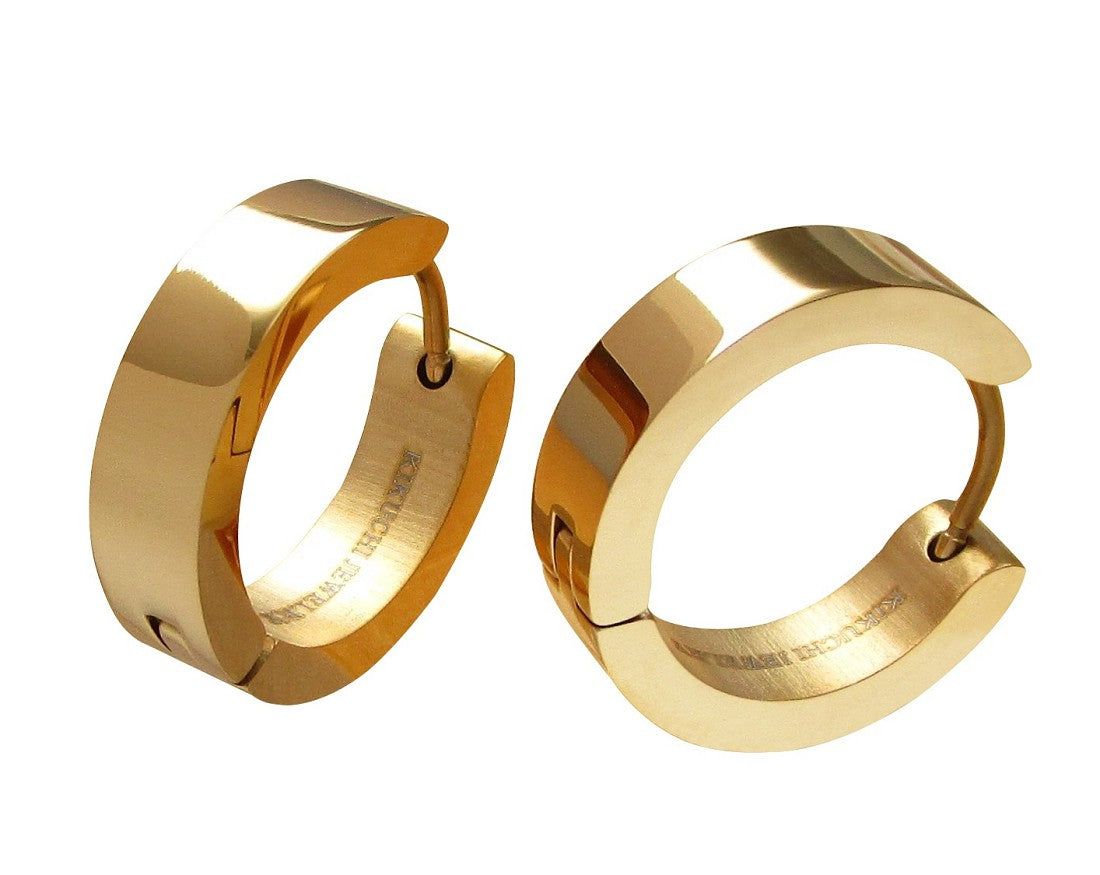 ✨Ø18mm / 5mm titanium bar earrings stainless steel hoops straight brushed & high gloss ERTS006