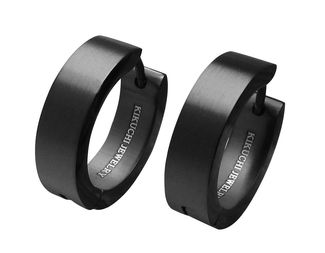 ✨Ø18mm / 5mm titanium bar earrings stainless steel hoops straight brushed & high gloss ERTS006