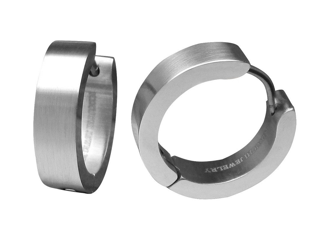 ✨Ø18mm / 5mm titanium bar earrings stainless steel hoops straight brushed & high gloss ERTS006