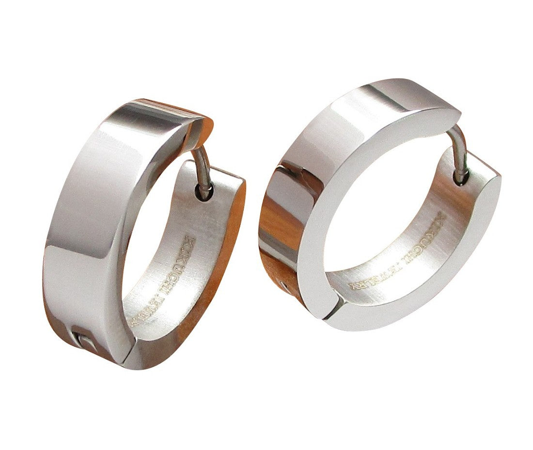 ✨Ø18mm / 5mm titanium bar earrings stainless steel hoops straight brushed & high gloss ERTS006