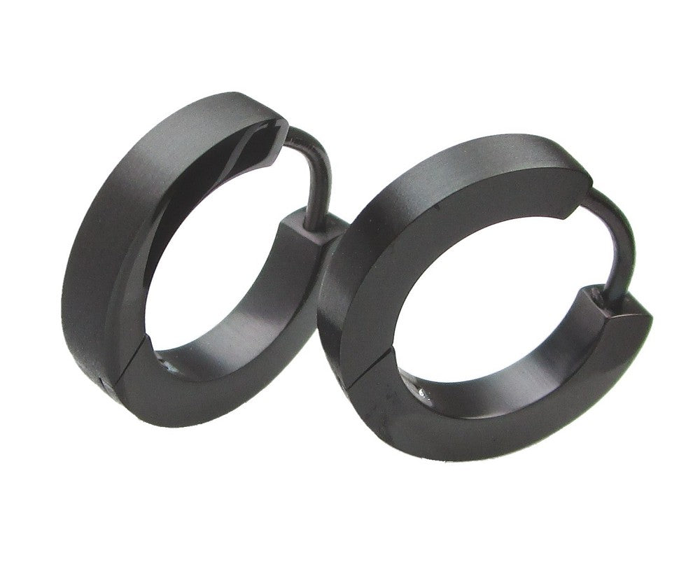 🔶 Titan Stäbchen Ohrringe Edelstahl Creolen Ø 15 mm Slim Hoop Gerade Gebürstet Schwarz Blau Silber Bronze Matt ERTS023
