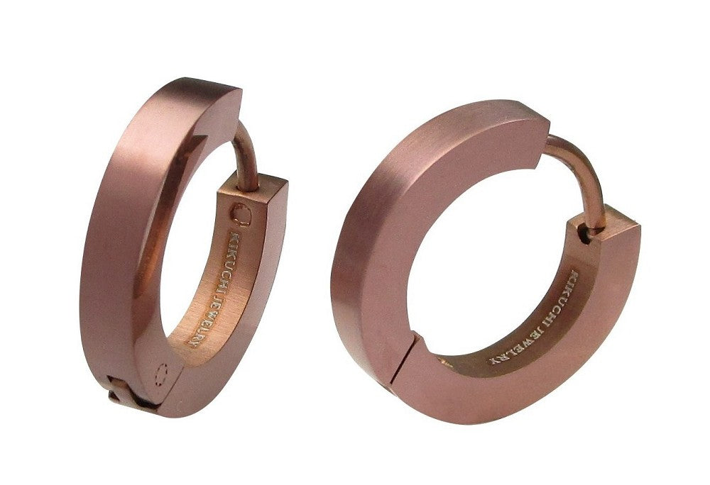 🔶 Titan Stäbchen Ohrringe Edelstahl Creolen Ø 15 mm Slim Hoop Gerade Gebürstet Schwarz Blau Silber Bronze Matt ERTS023