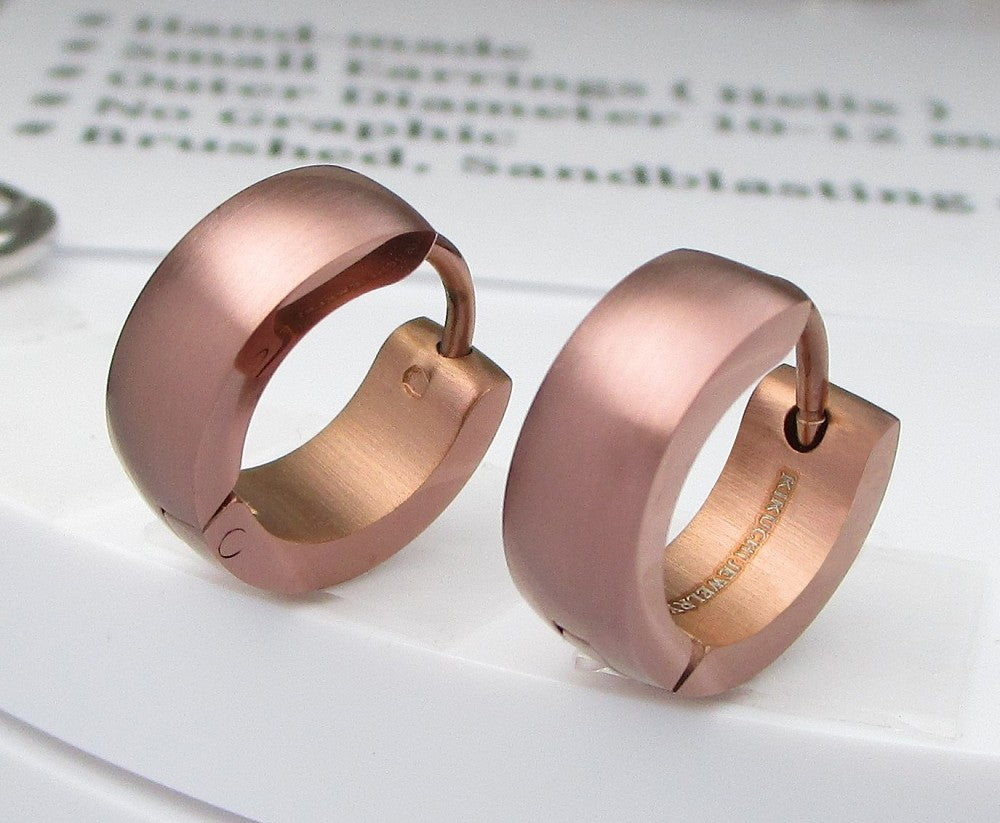 ✨Ø 13mm / 5mm titanium bar earrings stainless steel hoop huggies arched silver black blue bronze brushed matte ERTS029