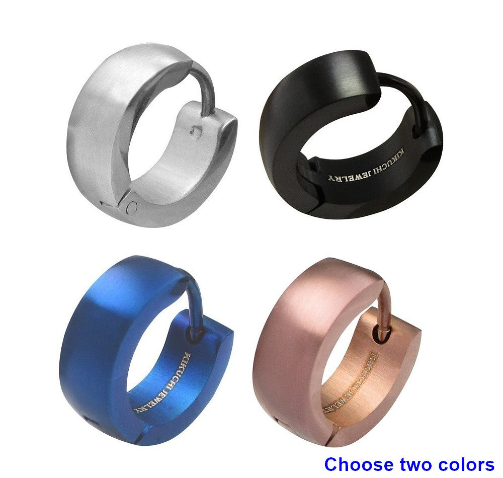 ✨Ø 13mm / 5mm titanium bar earrings stainless steel hoop huggies arched silver black blue bronze brushed matte ERTS029
