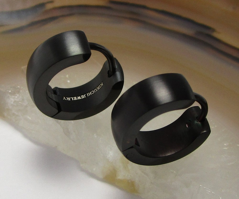 ✨Ø 13mm / 5mm titanium bar earrings stainless steel hoop huggies arched silver black blue bronze brushed matte ERTS029