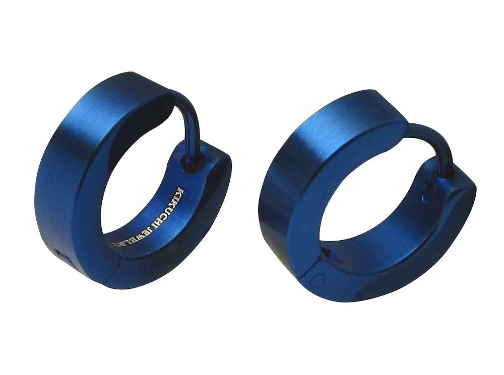 đEdelstahl Ohrringe 4mm / Ă 13,6 mm klapp Creolen Kantig Gerade GebĂŒrstet & HochglĂ€nzend 10 Farben WE15108