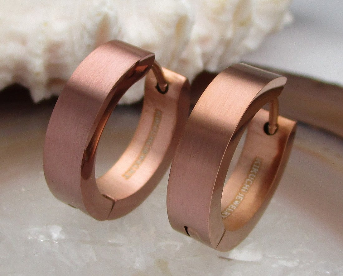 ✨Ø18mm / 5mm titanium bar earrings stainless steel hoops straight brushed & high gloss ERTS006