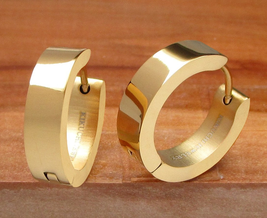 ✨Ø18mm / 5mm titanium bar earrings stainless steel hoops straight brushed & high gloss ERTS006