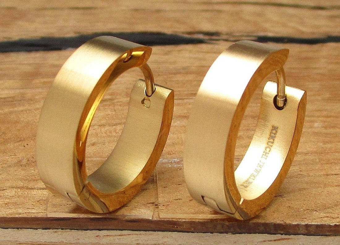 ✨Ø18mm / 5mm titanium bar earrings stainless steel hoops straight brushed & high gloss ERTS006
