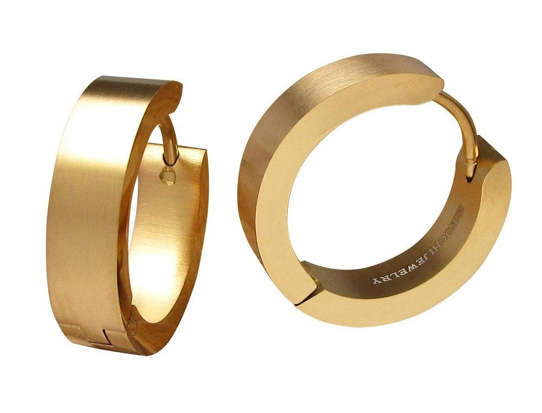 ✨Ø18mm / 5mm titanium bar earrings stainless steel hoops straight brushed & high gloss ERTS006