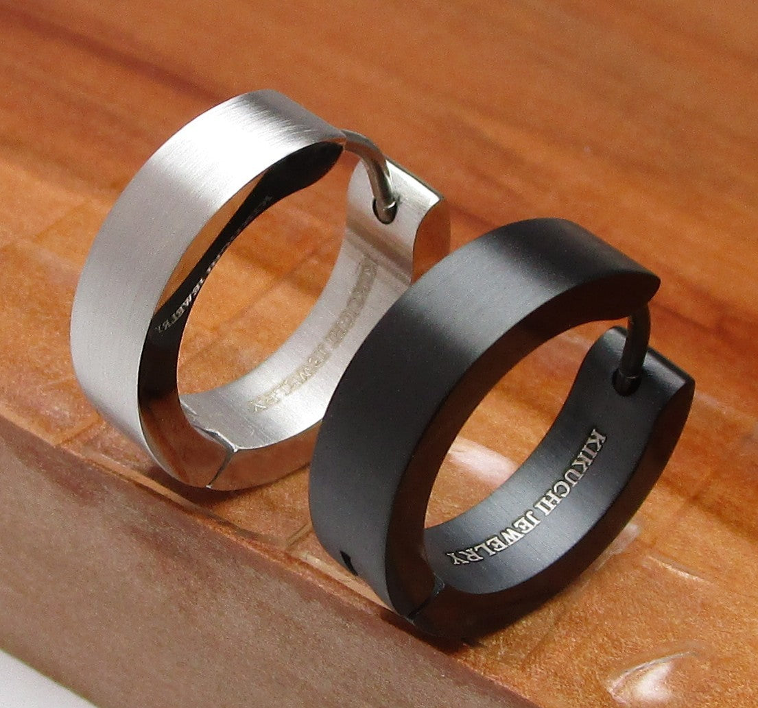 ✨Ø18mm / 5mm titanium bar earrings stainless steel hoops straight brushed & high gloss ERTS006
