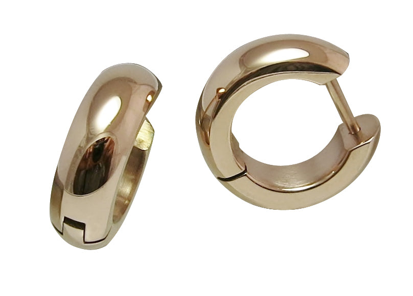 🎉 Edelstahl Ohrringe Gewölbt Bogen Ø 16 mm / 4,9 mm Klapp Creolen Silber Rotgold Hochglänzend