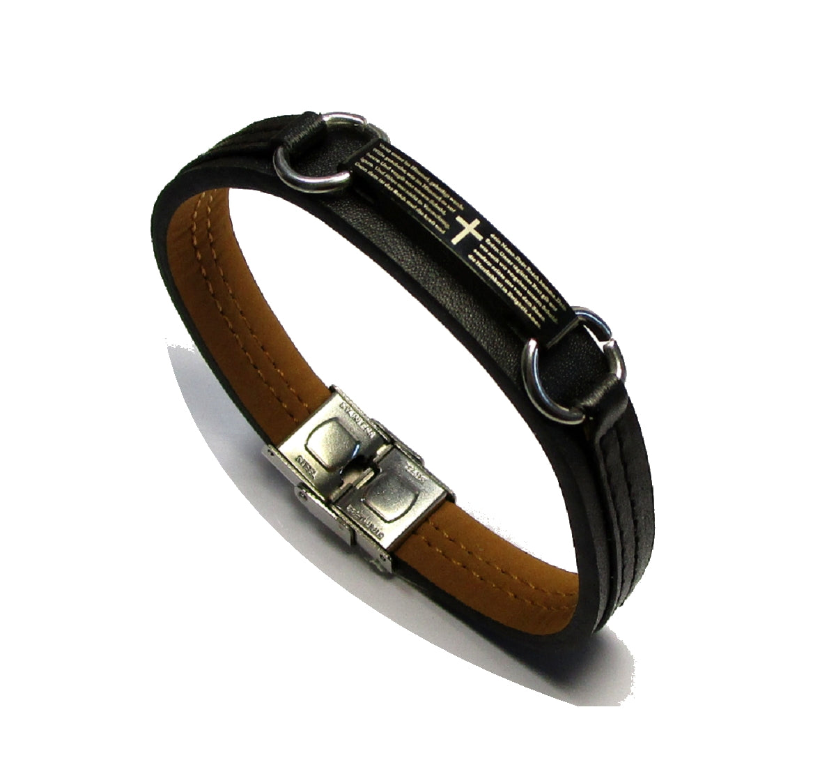 ⚜️ Herren Damen Partner Armband Edelstahl Lederarmband Vater Unser Gebet 16 bis 23 cm