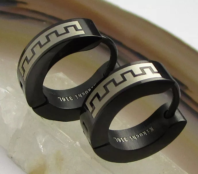 ✨ Männer Ohrringe Titan Stäbchen Edelstahl Hoop Klapp Creolen Mauer Greek ERTS002