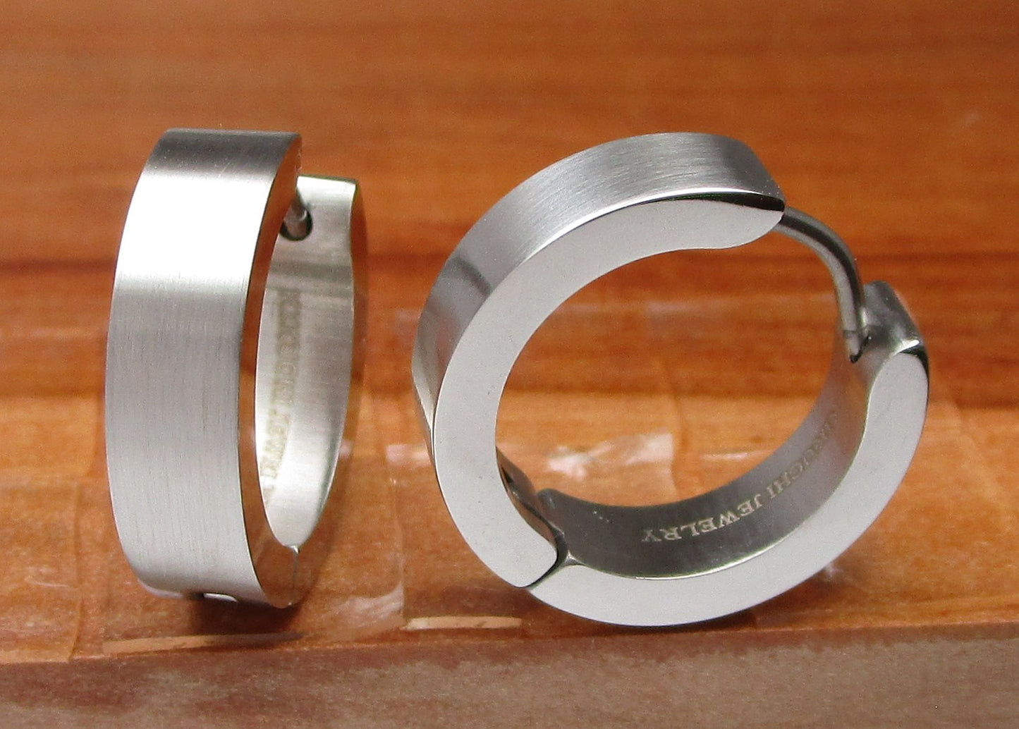 Kikuchi earrings Ø 12-18 mm titanium Clasp stainless steel hoop huggies angular matt silver women men