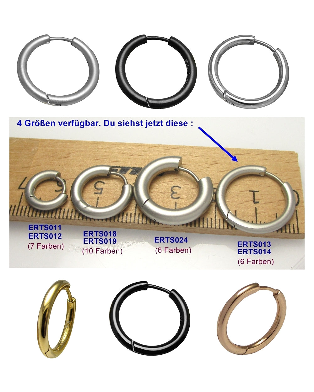 Ø 20 mm / 2,5 mm Ohrringe Titan Verschluss Edelstahl Creolen Groß Slim Tube Matt Hochglänzend Silber Gold Schwarz