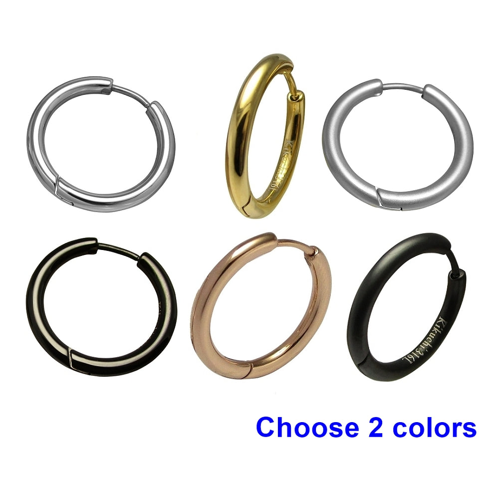 Ø 20 mm / 2,5 mm Ohrringe Titan Verschluss Edelstahl Creolen Groß Slim Tube Matt Hochglänzend Silber Gold Schwarz