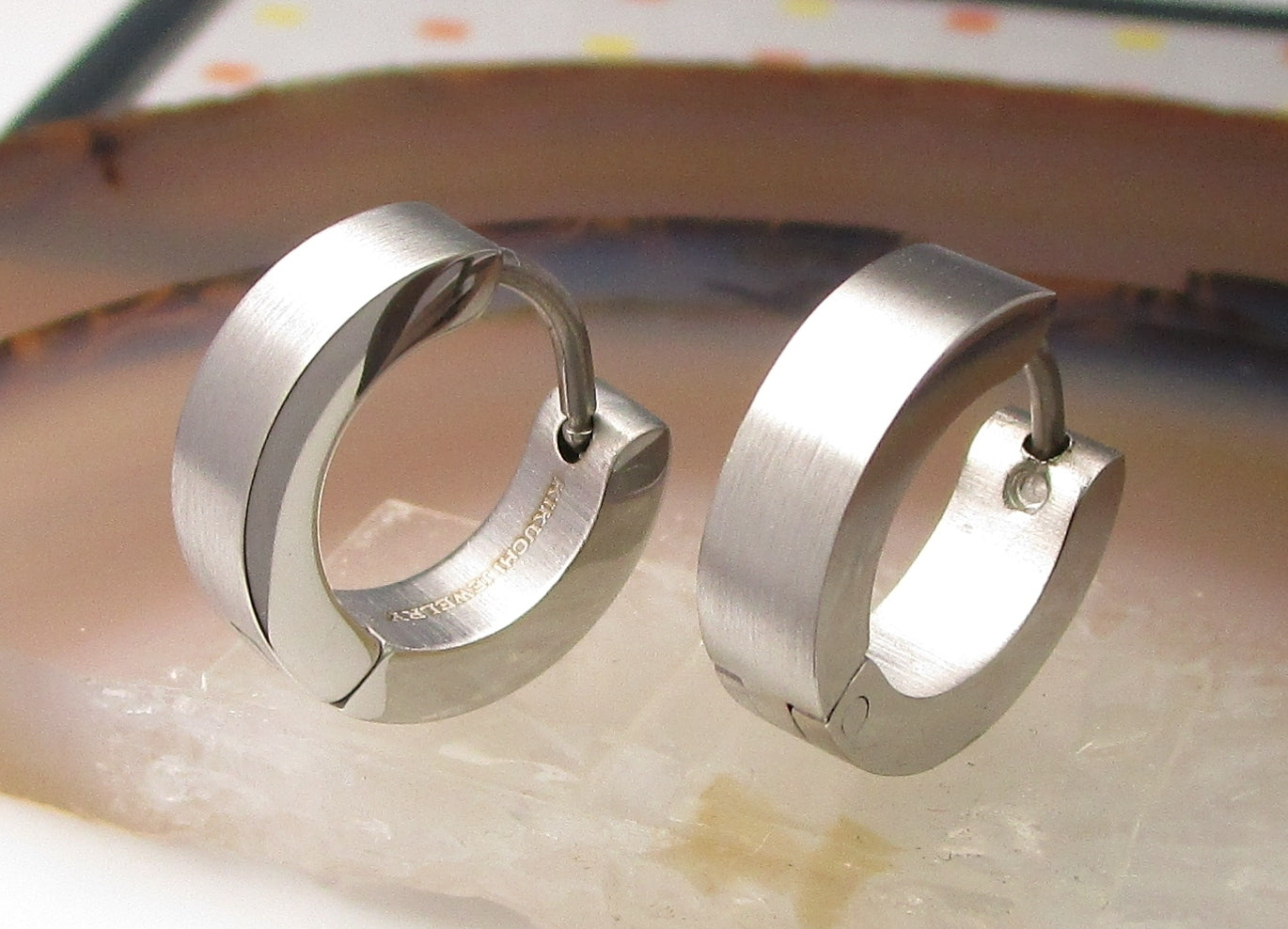 Kikuchi earrings Ø 12-18 mm titanium Clasp stainless steel hoop huggies angular matt silver women men