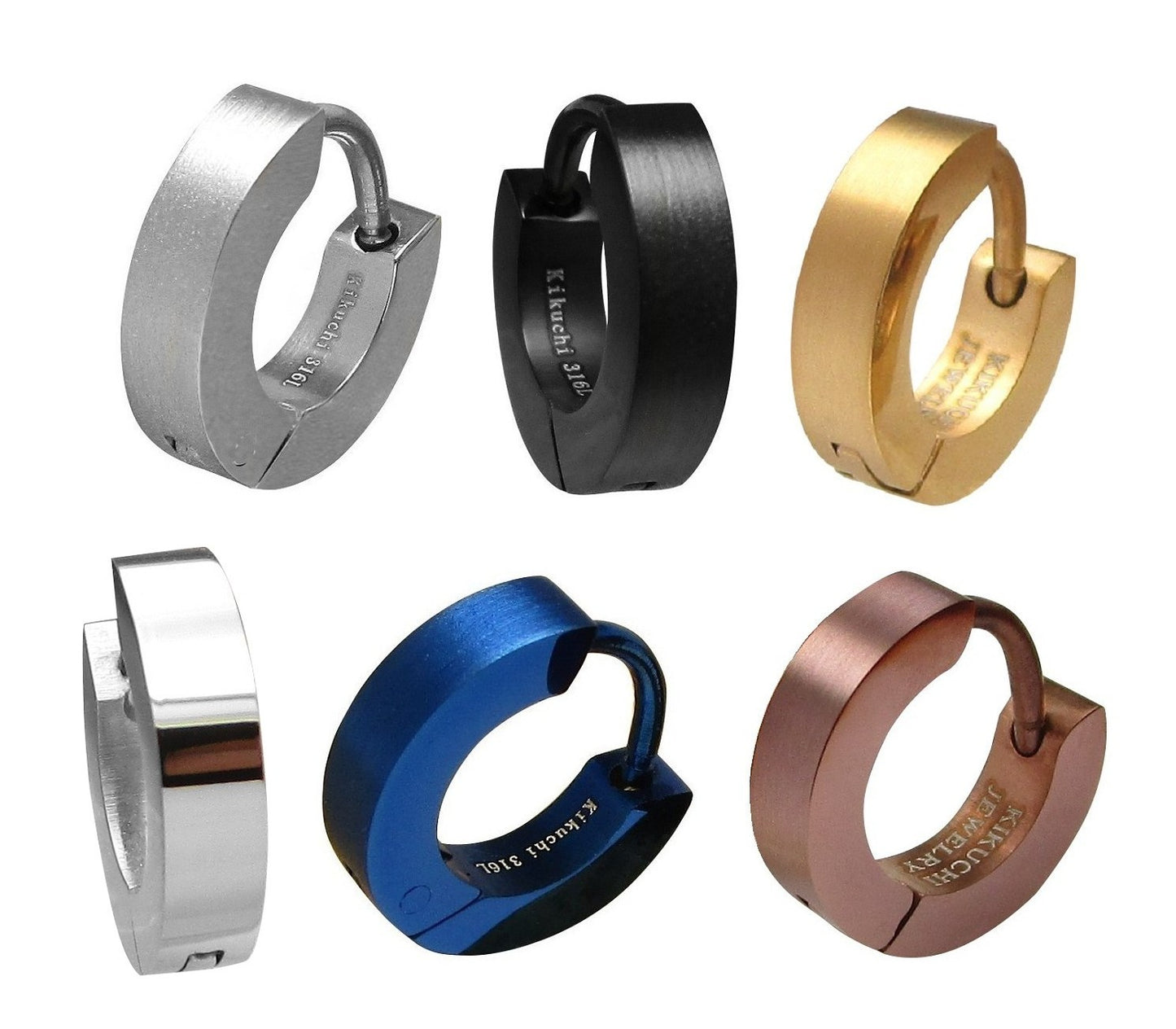 🔶 Titan Stab Ohrringe Edelstahl Hoop Creolen Ø12 mm Gerade Schwarz Blau Silber Gold Braun Gebürstet ERTS022