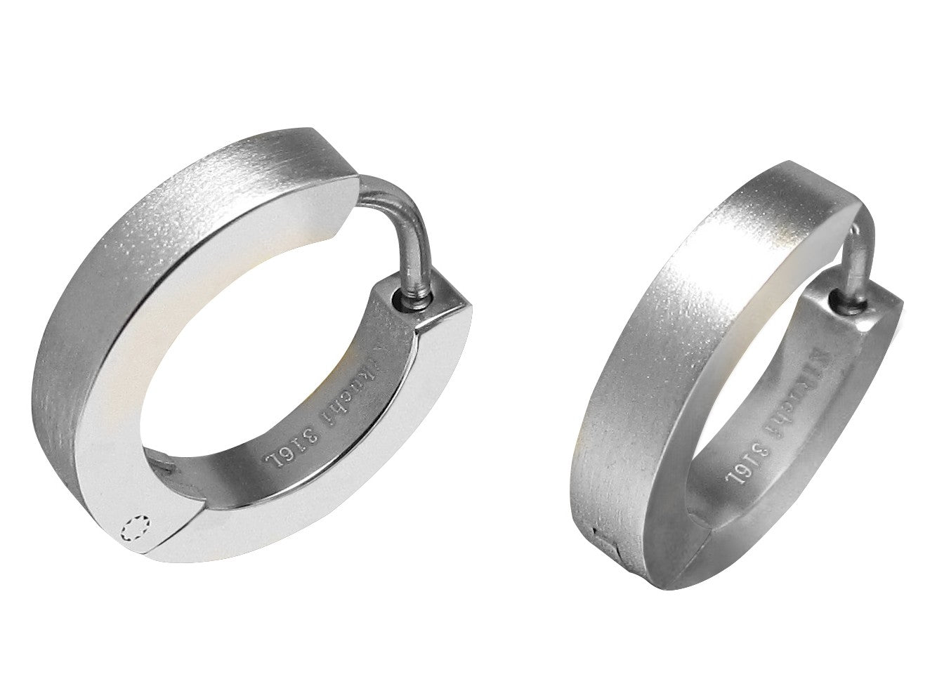 Men's earrings titanium rods stainless steel hoop huggies straight 3 mm / Ø 15 mm black blue silver matt ERTS023