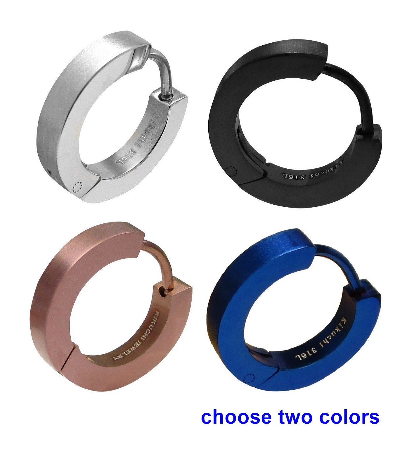 🔶 Titan Stäbchen Ohrringe Edelstahl Creolen Ø 15 mm Slim Hoop Gerade Gebürstet Schwarz Blau Silber Bronze Matt ERTS023