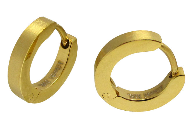 🎉 Edelstahl Ohrringe Klein Ø 13,5 mm / 2,5 mm SLIM Kantig Creolen Matt Glänzend 9 Farben