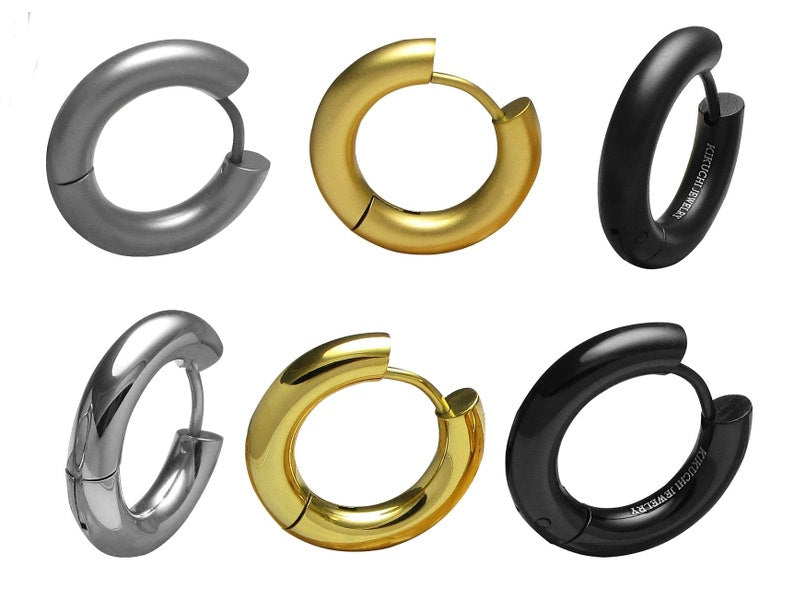 Ø 20 mm / 4 mm earrings titanium clasp matt high gloss stainless steel hoop Huggies large tube silver gold black women & men