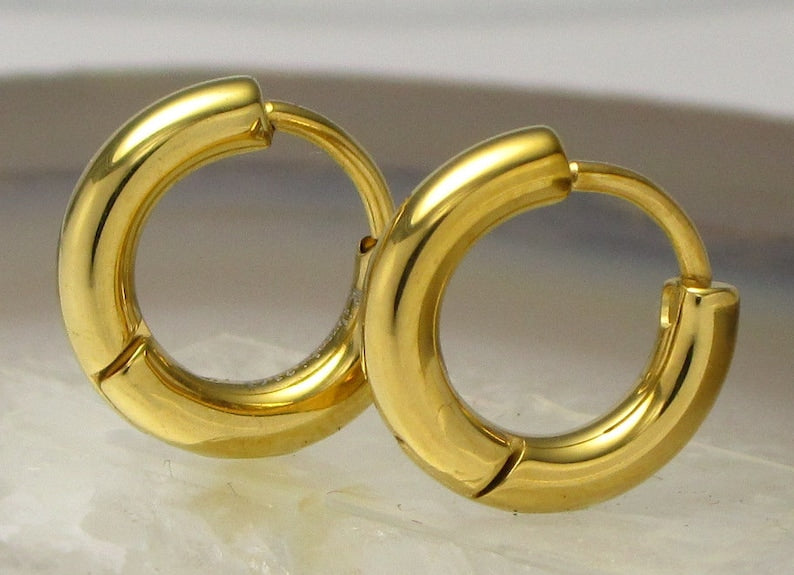 Ø 12 mm / 2.5 mm earrings titanium clasp matt high gloss stainless steel hoop huggies narrow tube