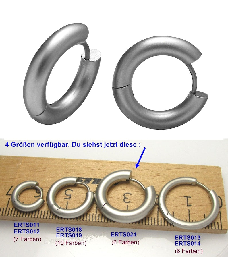 Ø 20 mm / 4 mm earrings titanium clasp matt high gloss stainless steel hoop Huggies large tube silver gold black women & men