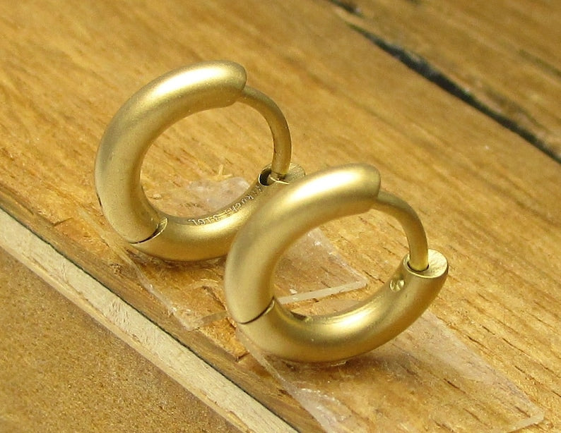 Ø 12 mm / 2.5 mm earrings titanium clasp matt high gloss stainless steel hoop huggies narrow tube