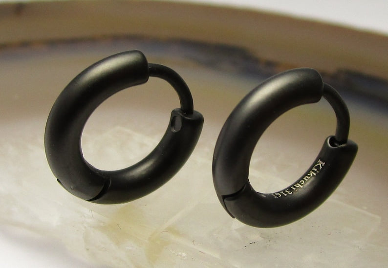 Ø 12 mm / 2.5 mm earrings titanium clasp matt high gloss stainless steel hoop huggies narrow tube