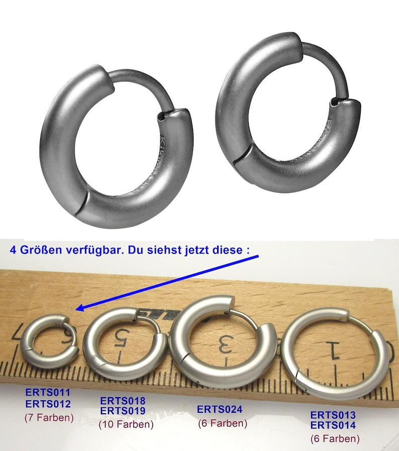 Ø 12 mm / 2.5 mm earrings titanium clasp matt high gloss stainless steel hoop huggies narrow tube