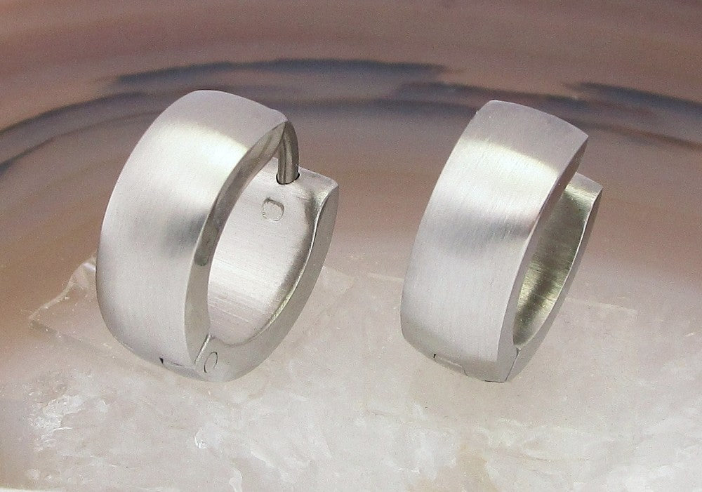 ✨Ø 13mm / 5mm titanium bar earrings stainless steel hoop huggies arched silver black blue bronze brushed matte ERTS029