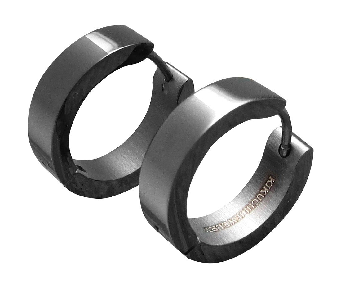 ✨Ø18mm / 5mm titanium bar earrings stainless steel hoops straight brushed & high gloss ERTS006