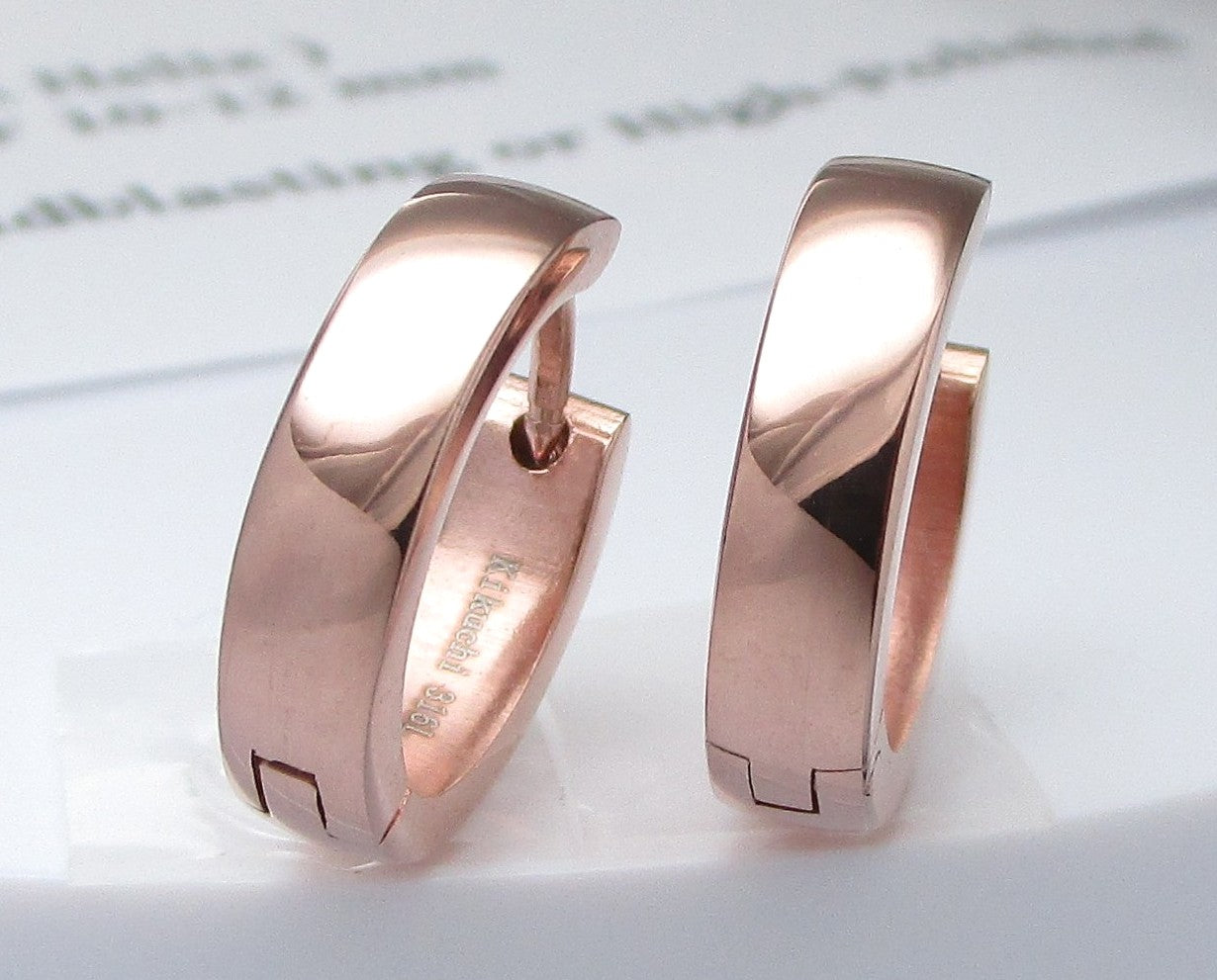 🎉 Edelstahl Ohrringe Damen Ø 16mm / 4mm Bogen Creolen Rotgold Gold Silber Poliert Hochglänzend
