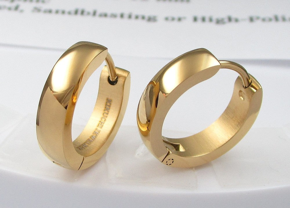 🎉 Edelstahl Ohrringe Damen Ø 16mm / 4mm Bogen Creolen Rotgold Gold Silber Poliert Hochglänzend