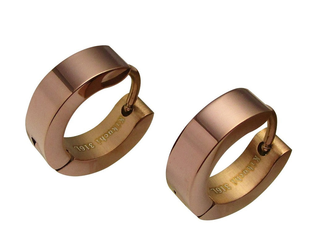 đEdelstahl Ohrringe 4mm / Ă 13,6 mm klapp Creolen Kantig Gerade GebĂŒrstet & HochglĂ€nzend 10 Farben WE15108
