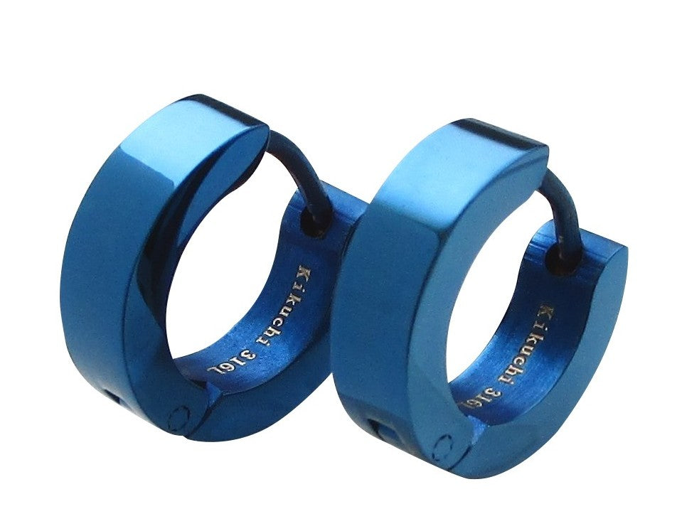 đEdelstahl Ohrringe 4mm / Ă 13,6 mm klapp Creolen Kantig Gerade GebĂŒrstet & HochglĂ€nzend 10 Farben WE15108