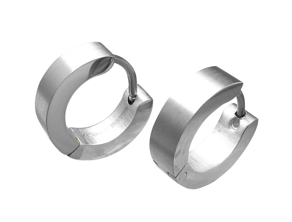 đEdelstahl Ohrringe 4mm / Ă 13,6 mm klapp Creolen Kantig Gerade GebĂŒrstet & HochglĂ€nzend 10 Farben WE15108
