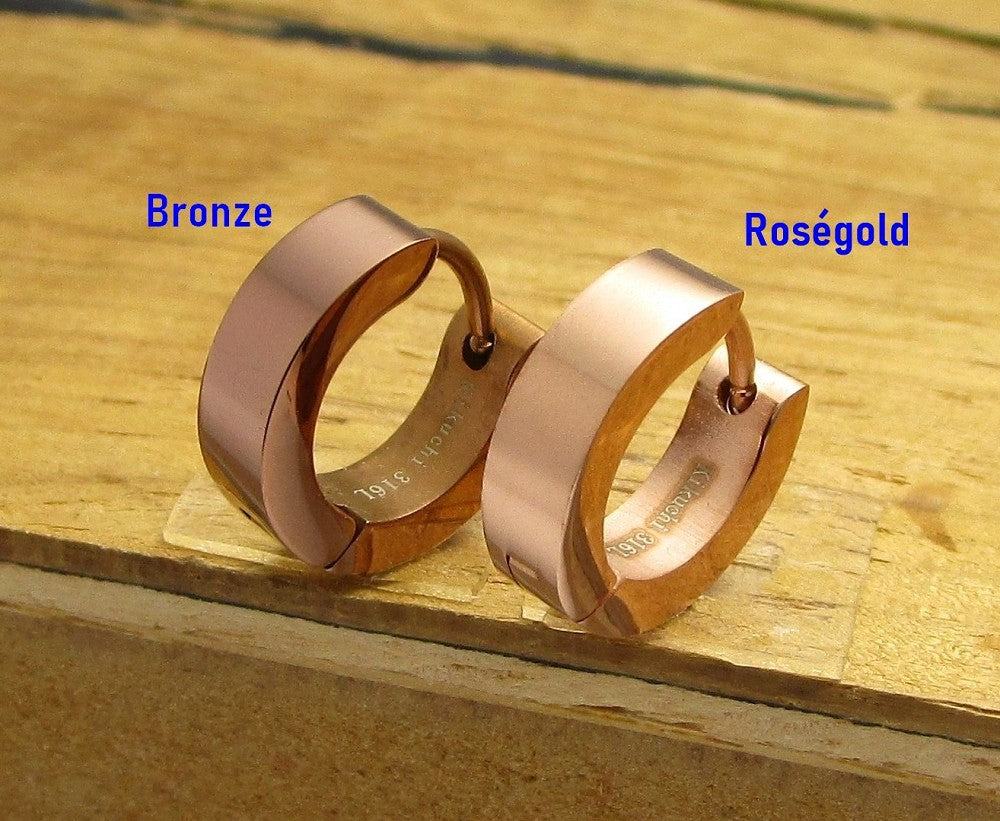 đEdelstahl Ohrringe 4mm / Ă 13,6 mm klapp Creolen Kantig Gerade GebĂŒrstet & HochglĂ€nzend 10 Farben WE15108