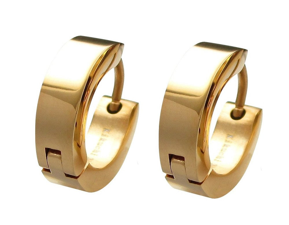 đEdelstahl Ohrringe 4mm / Ă 13,6 mm klapp Creolen Kantig Gerade GebĂŒrstet & HochglĂ€nzend 10 Farben WE15108