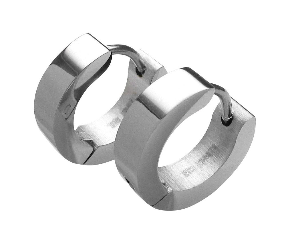 đEdelstahl Ohrringe 4mm / Ă 13,6 mm klapp Creolen Kantig Gerade GebĂŒrstet & HochglĂ€nzend 10 Farben WE15108