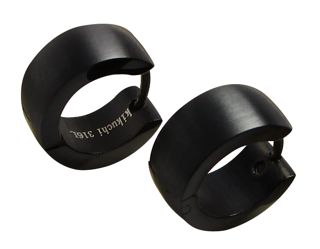 🎉 Edelstahl Ohrringe Ø 13 mm / 6 mm Bogen Creolen Schwarz Silber Rotgold Matt Glänzend
