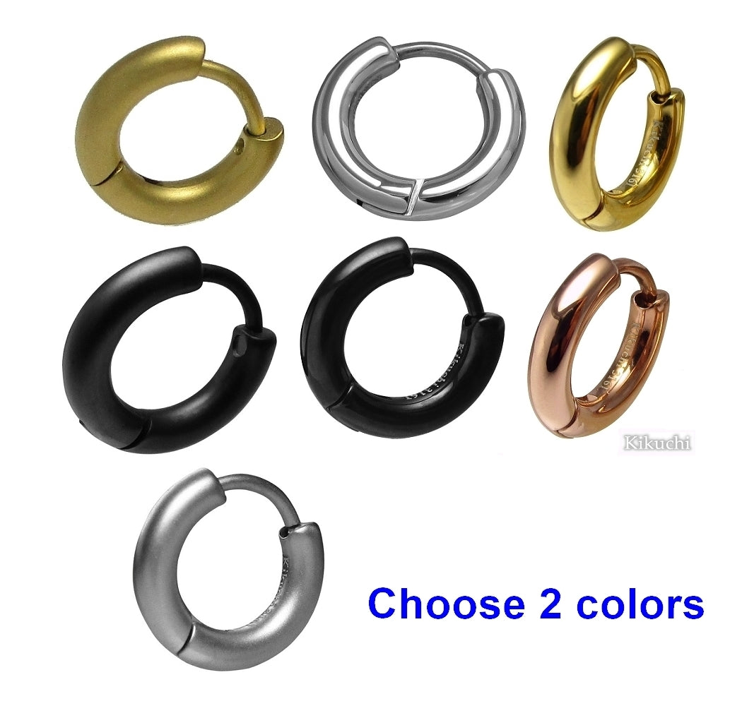Ø 12 mm / 2.5 mm earrings titanium clasp matt high gloss stainless steel hoop huggies narrow tube