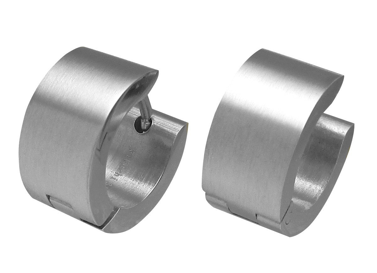 🔷 Edelstahl Ohrringe 7 mm  / Ø 13 mm Klapp Creolen Matt Schwarz Blau Silber Gbürstet ER15156